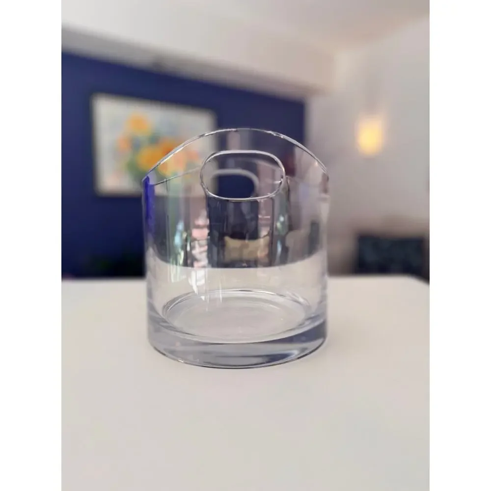 Tiffany & Co. Crystal Ice Bucket Champagne Cooler Modernist Integrated Handles
